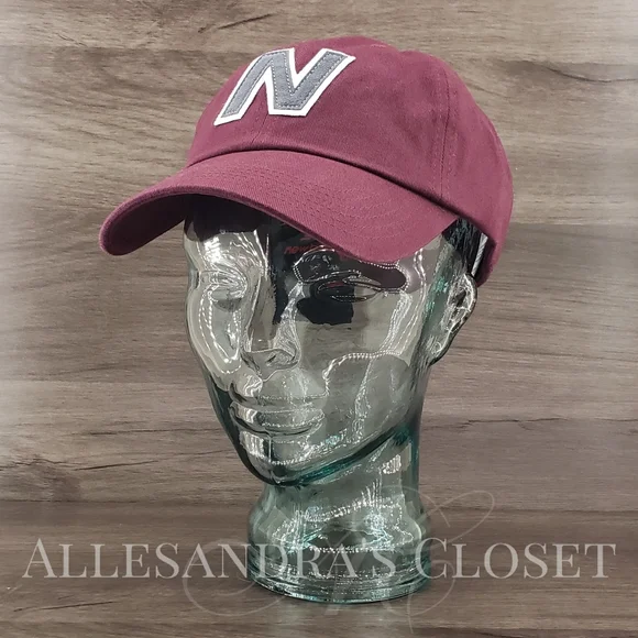 BUNDLE - 2 New Balance Hats Caps Snapback 6 Panel V990 Block N - Navy & Burgundy - Picture 4 of 13